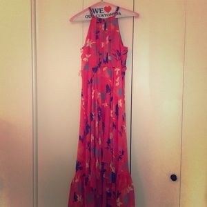 Vince Camuto Floral High/Low Chiffon Halter Dress